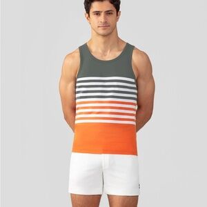 Ron Dorff Men's Striped Tank Top - Grey and Orange Size XXL